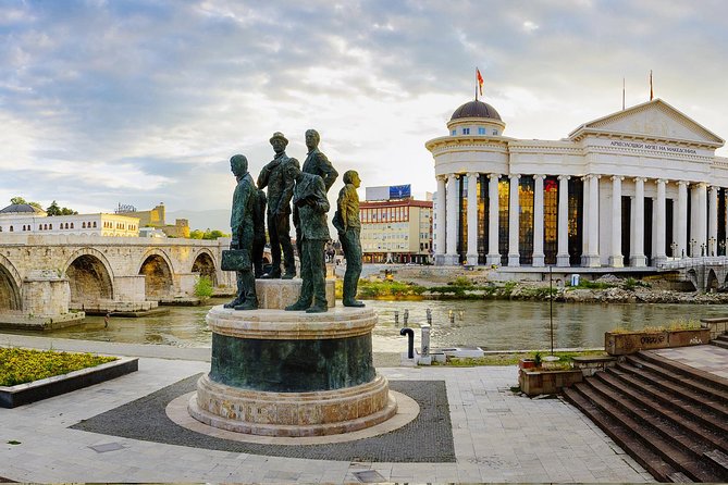 Day tour to Skopje, North Macedonia - Small Group - Crossing the Stone Bridge into modern Skopje