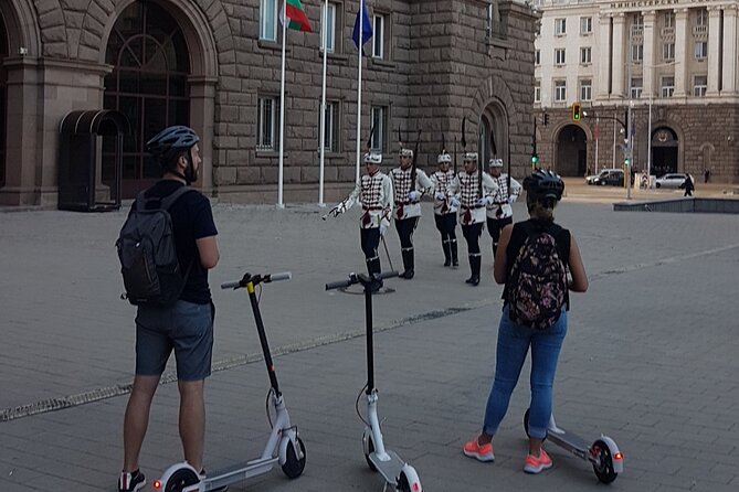 Sofia on an Electric Scooter - Guided Tour - Meeting Lubo Near Aksakov Street